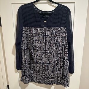Navy Blue Patterned Women's Top